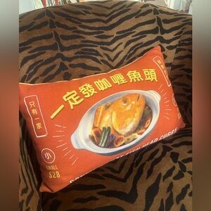 Orange Graphic Pillow with Fish Design